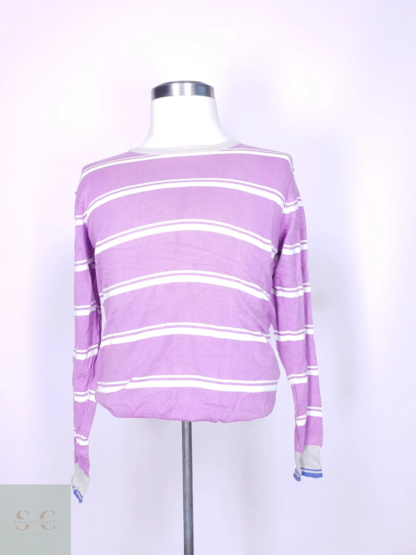 Suéter Tejido a Rayas en Algodón Cuello Redondo Cristiano Girani Talla ML 2