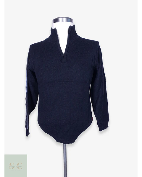 Suéter de Lana Merino con Medio Cierre Ocean Sport Made in Italy Talla L