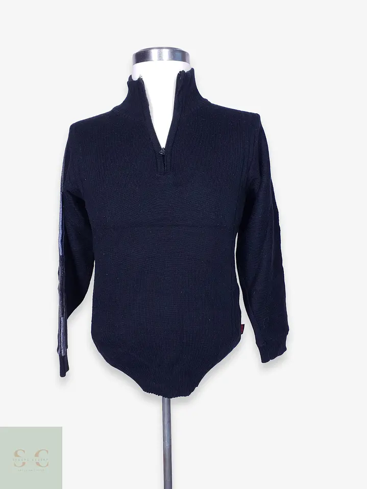 Suéter de Lana Merino con Medio Cierre Ocean Sport Made in Italy Talla L 1
