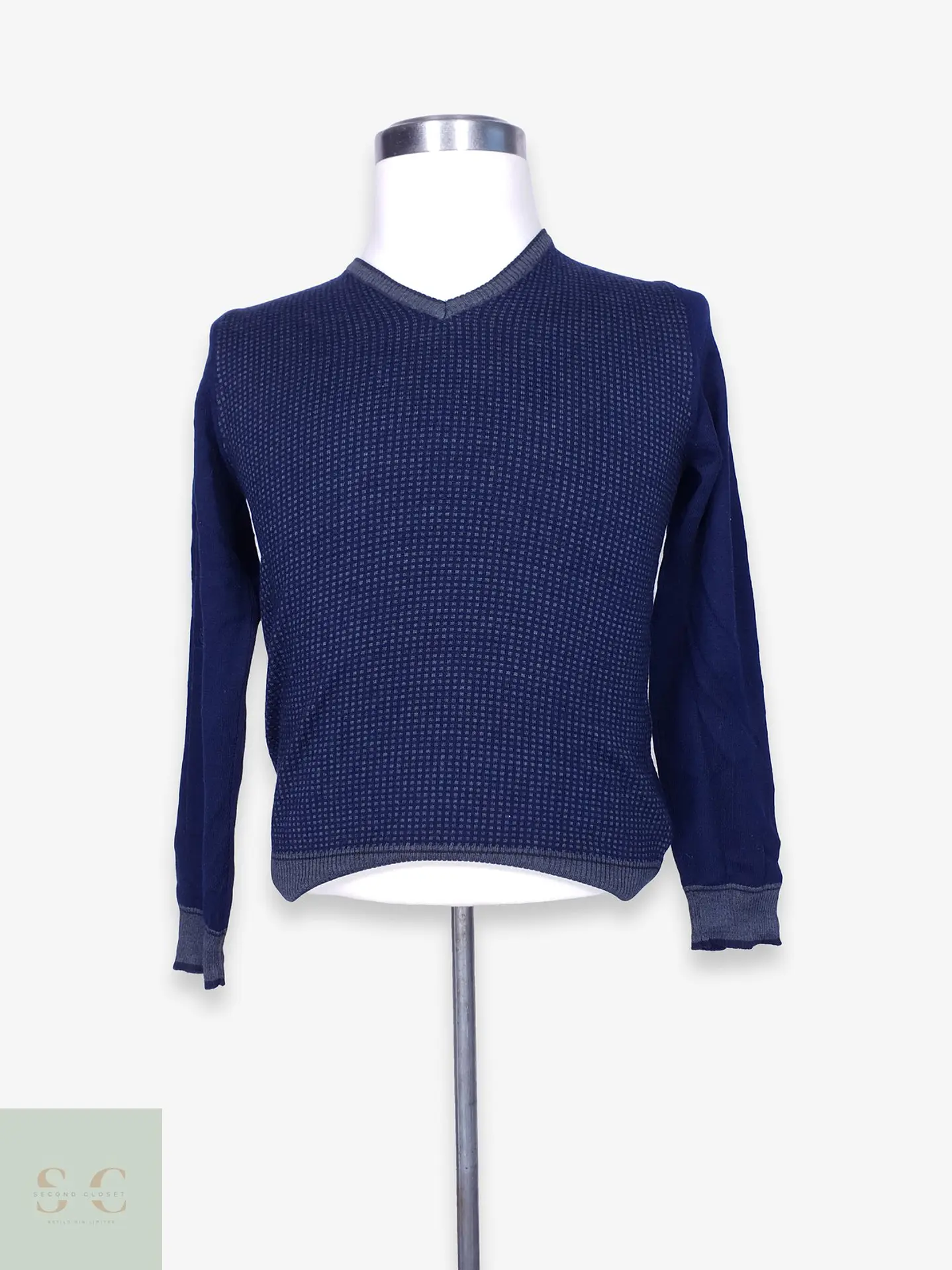 Suéter Cuello en V de Mezcla Lana Merino RER-TRE Made in Italy Talla S 1