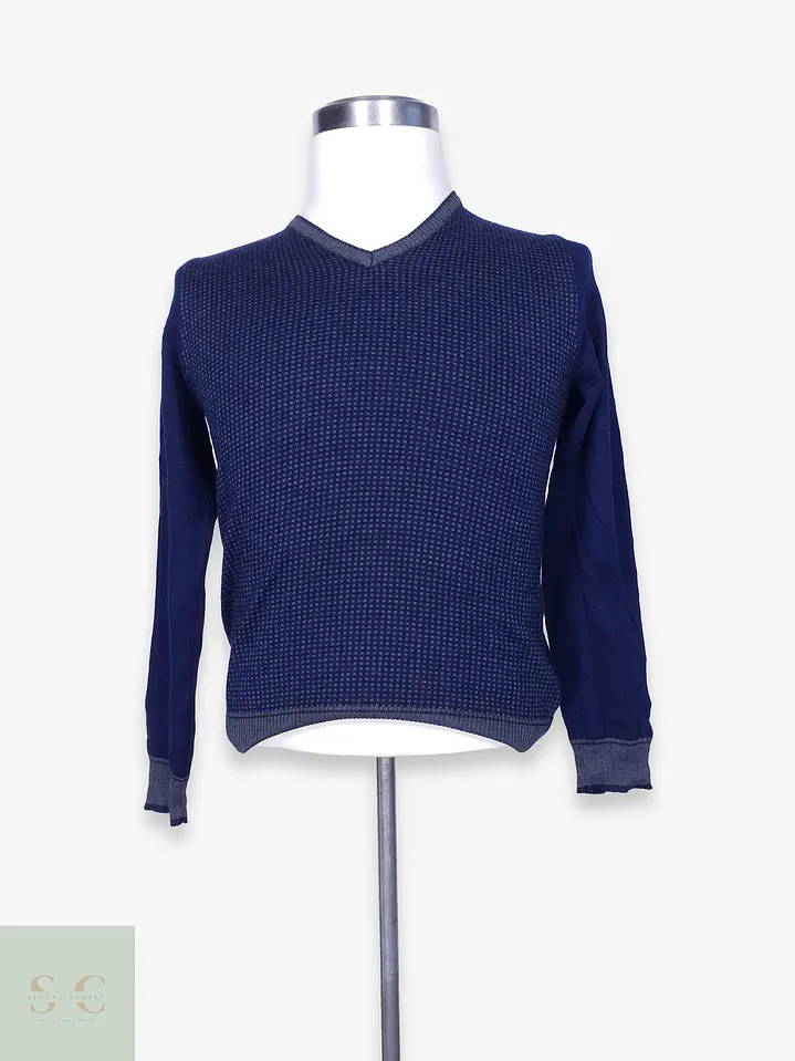 Suéter Cuello en V de Mezcla Lana Merino RER-TRE Made in Italy Talla S 1