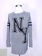 Suéter Largo Gris Estilo Varsity NY Tezenis Talla L - Miniatura 2