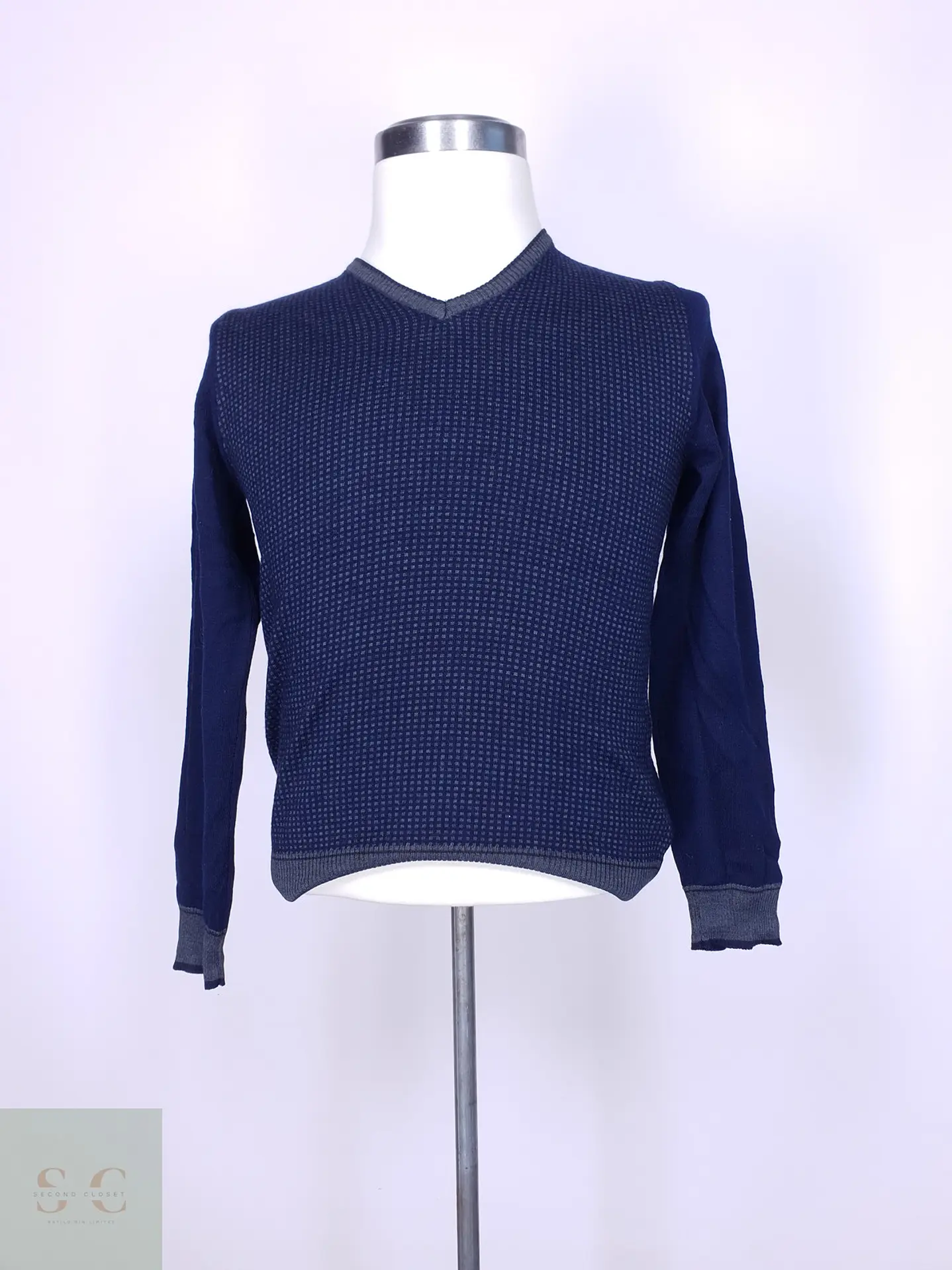 Suéter Cuello en V de Mezcla Lana Merino RER-TRE Made in Italy Talla S 2