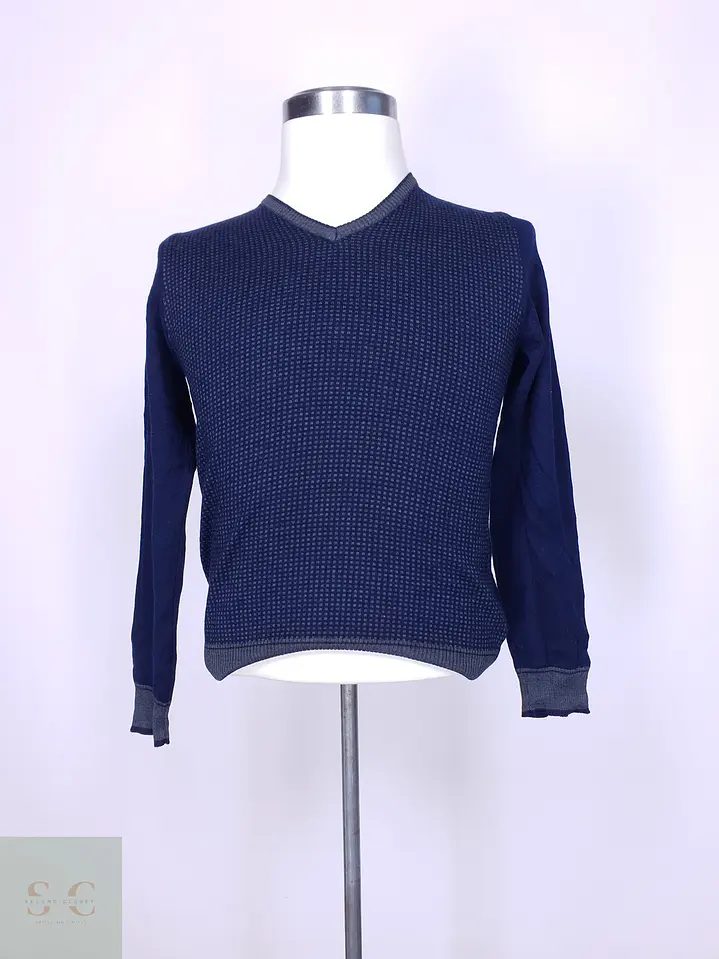 Suéter Cuello en V de Mezcla Lana Merino RER-TRE Made in Italy Talla S 2