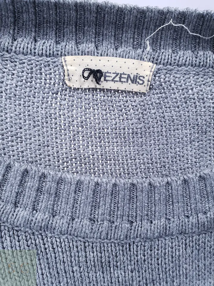 Suéter Largo Gris Estilo Varsity NY Tezenis Talla L 3