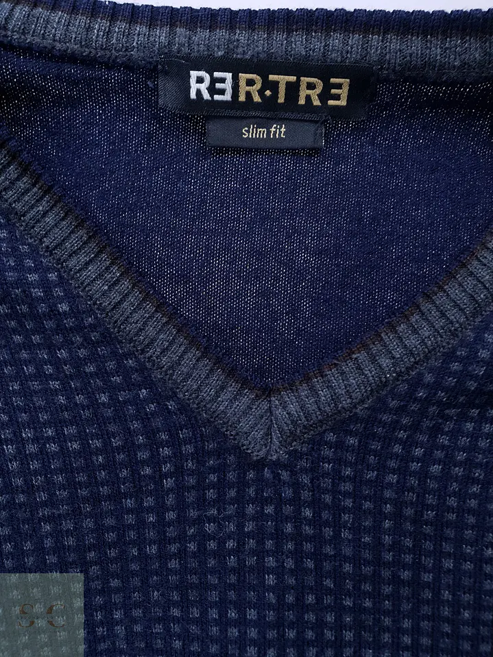 Suéter Cuello en V de Mezcla Lana Merino RER-TRE Made in Italy Talla S 3