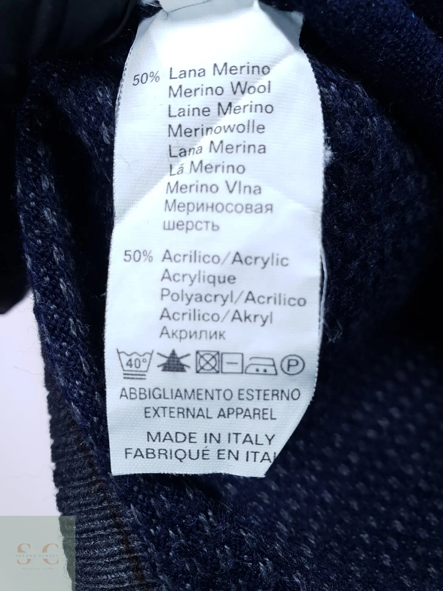 Suéter Cuello en V de Mezcla Lana Merino RER-TRE Made in Italy Talla S 4