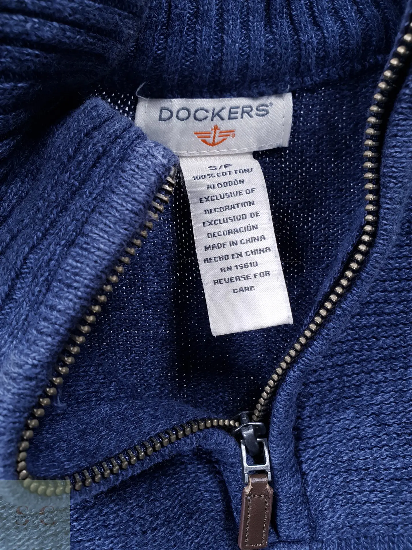 Suéter de Algodón Cuello Cierre Media Caña Dockers Azul Talla ML 3