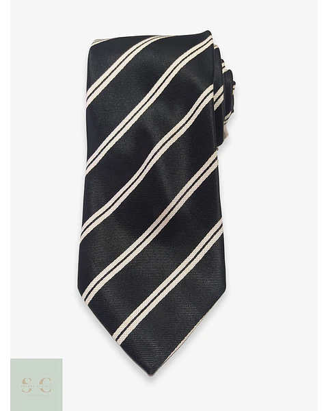 Corbata C&A a Rayas Diagonales Regimental Blanco y Negro