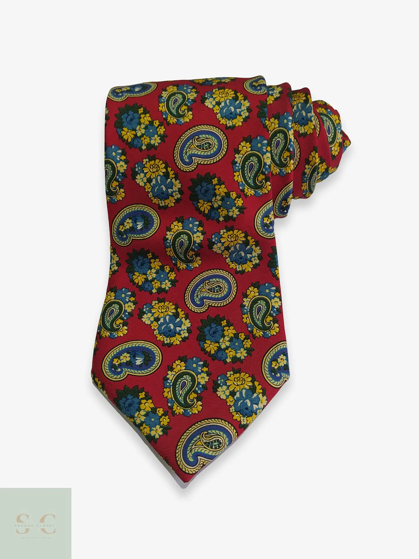 Corbata de Seda Roja con Estampado Paisley y Floral Daniels & Korff 1