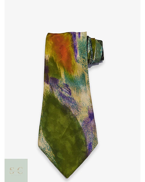 Corbata Vintage de Viscosa con Estampado Abstracto Artístico (Made in West-Germany)