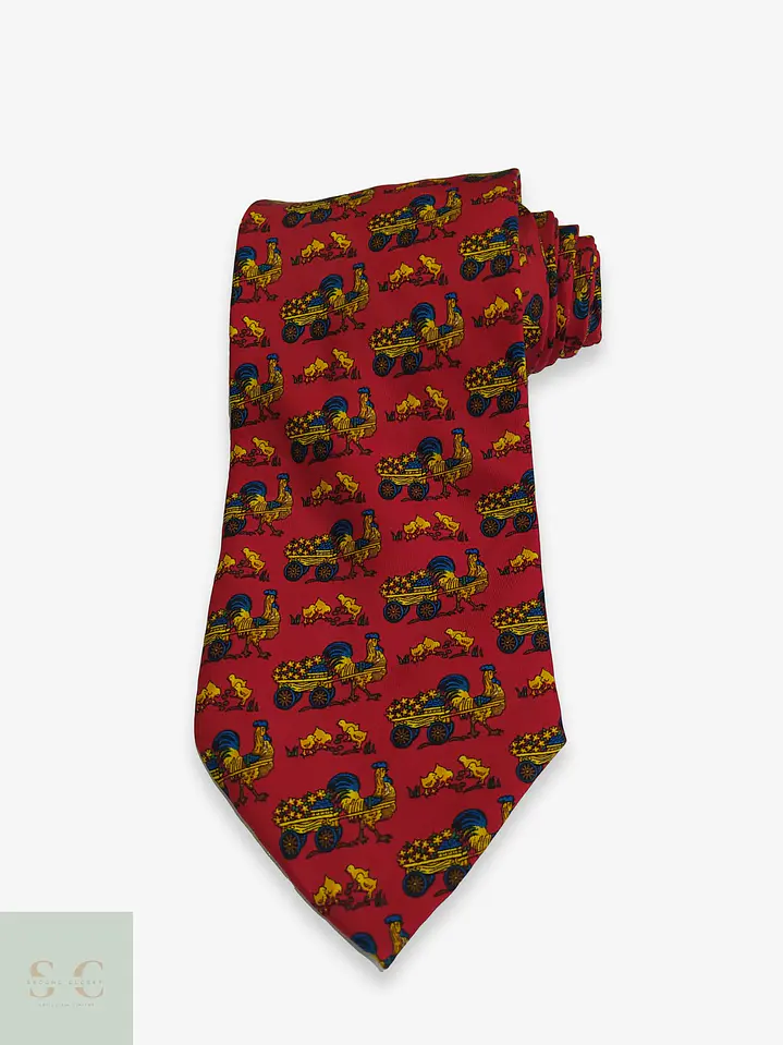 Corbata de Seda Daniels & Korff Motivo Ilustrado Gallos y Carretas 1