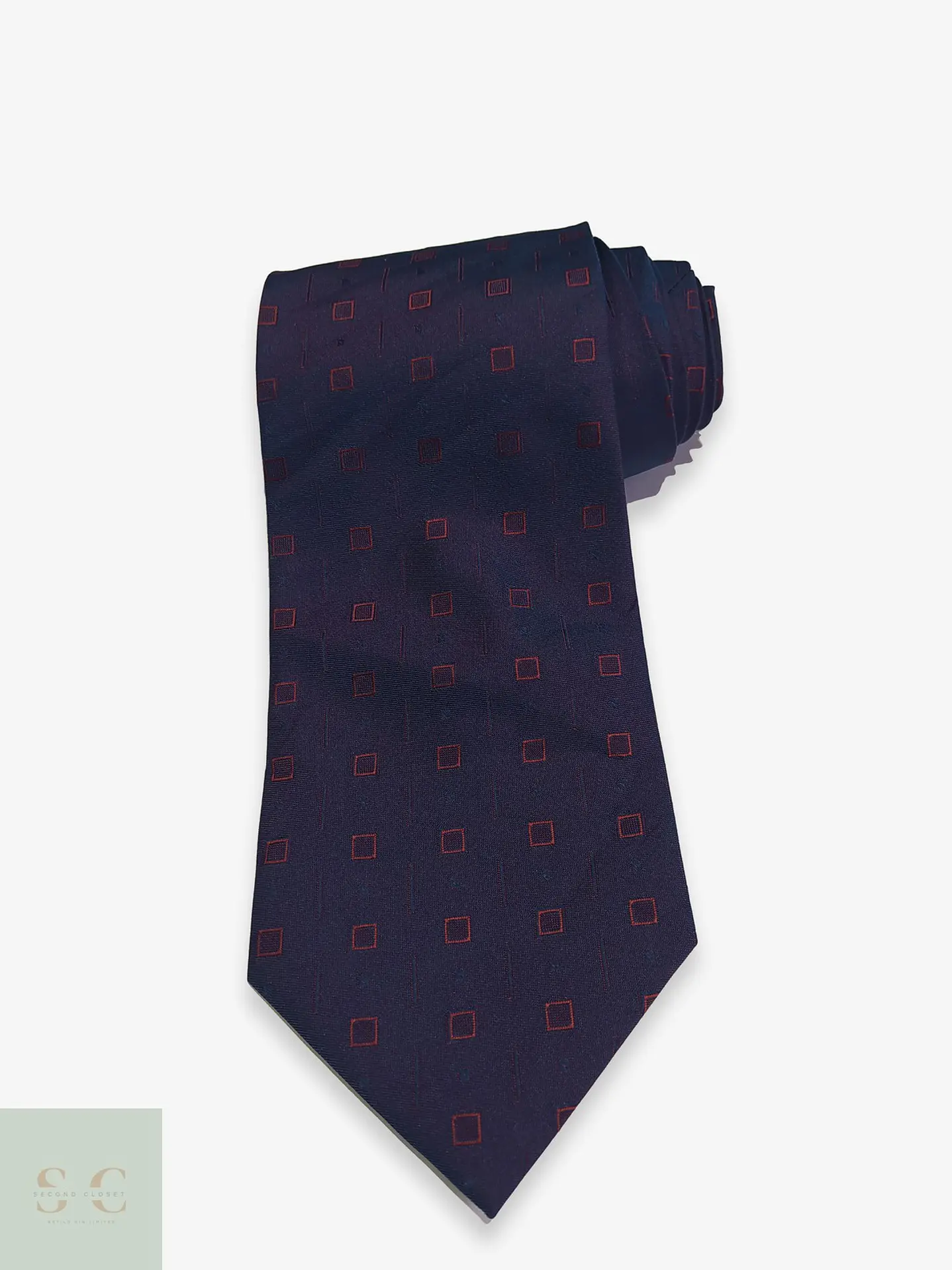 Corbata Azul Marino con Micropatrón Geométrico Orrera 1
