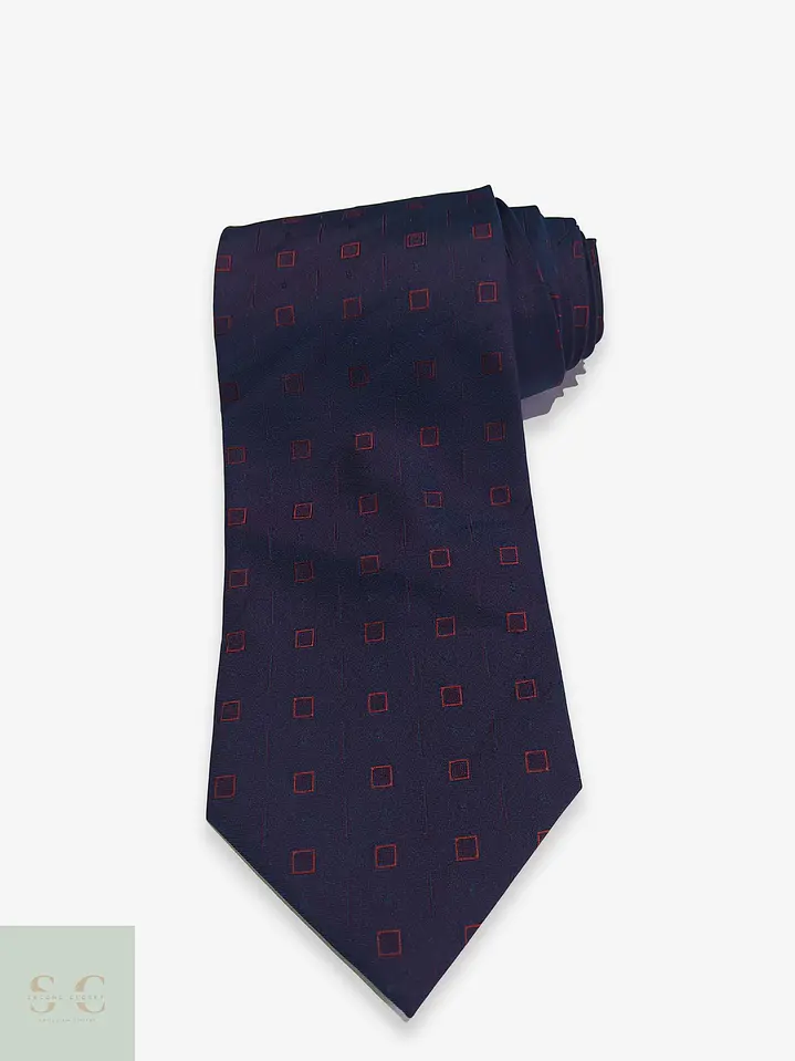Corbata Azul Marino con Micropatrón Geométrico Orrera 1
