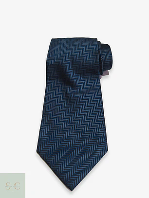 Corbata Azul Marino con Patrón de Espiga Infinity