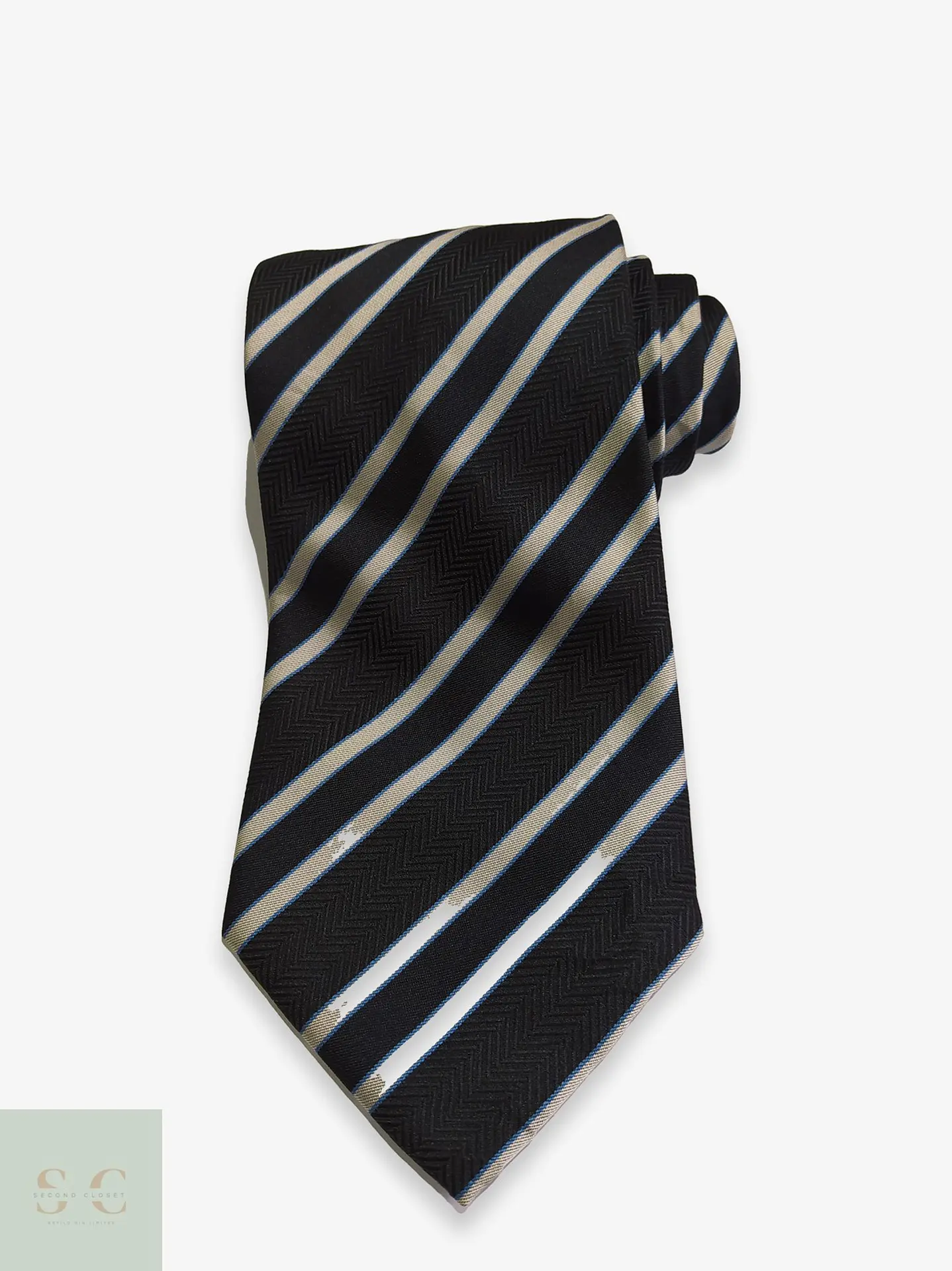 Corbata a Rayas Regimental con Textura Espina de Pescado 1