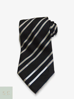 Corbata a Rayas Regimental con Textura Espina de Pescado