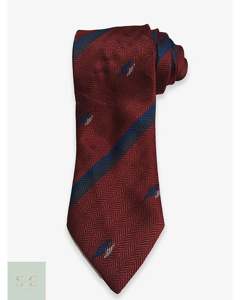 Corbata Burdeo con Rayas Regimental y Espiga Luigi Babbini