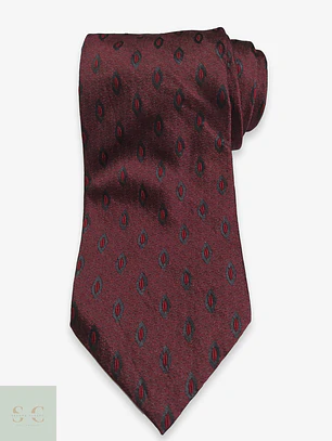 Corbata de Seda Borgoña con Micropatrón Geométrico Studio Coletti