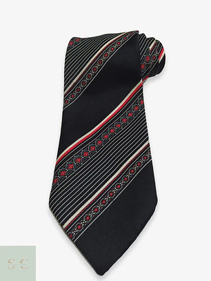 Corbata Kingsway Vintage a Rayas Regimentales y Patrón Geométrico