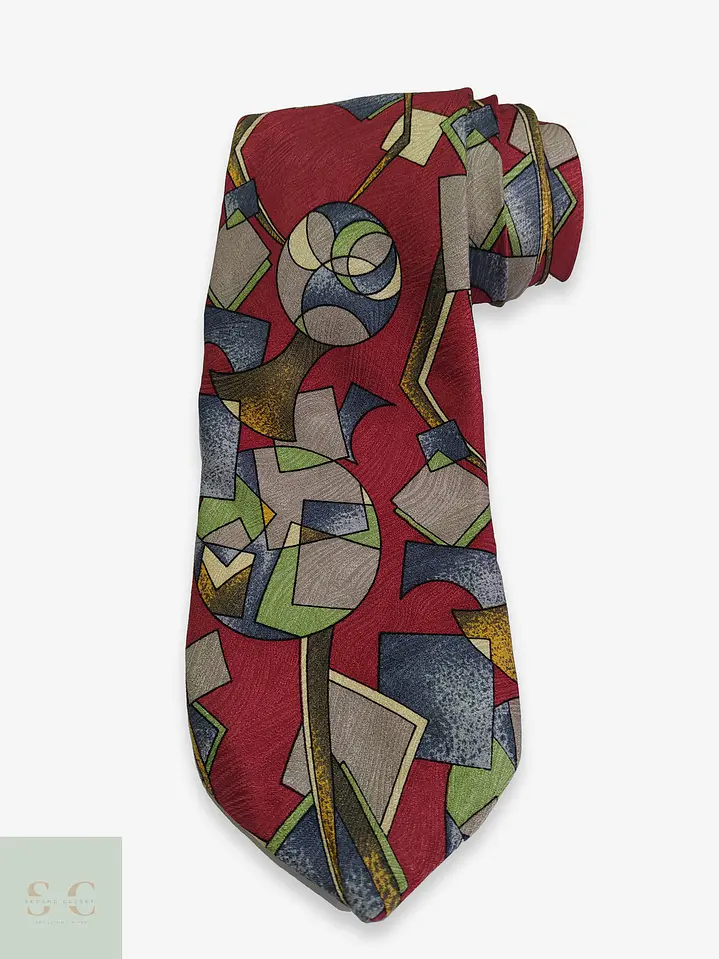 Corbata de Seda Vintage con Patrón Geométrico Abstraído Alpi 1