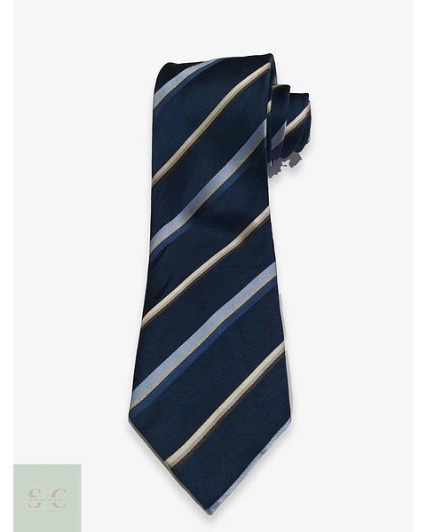 Corbata de Seda a Rayas Regimental Azul Marino C&A