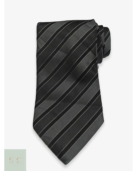 Corbata a Rayas Regimental Monocromática Gris y Negra