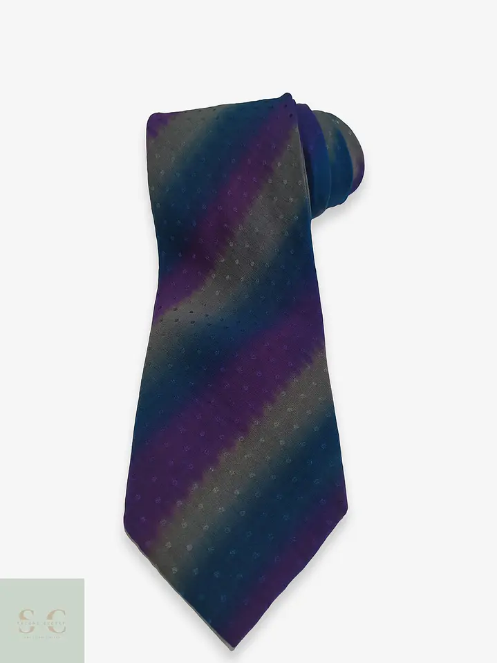 Corbata de Seda Vintage a Franjas Degradé y Micropatrón 1