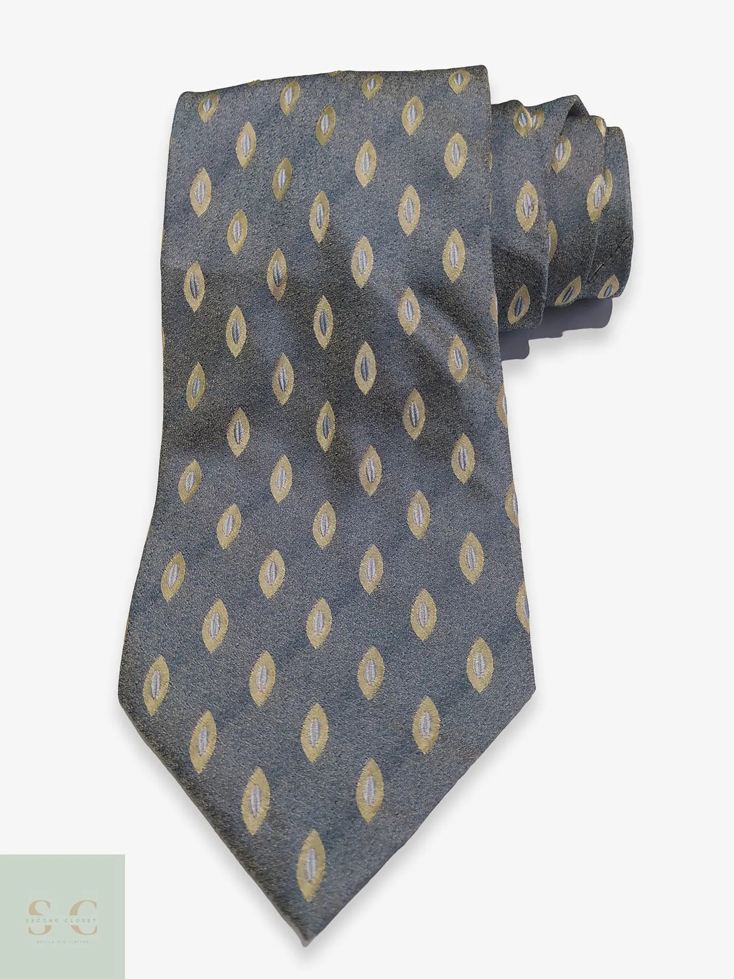 Corbata de Seda Azul Grisáceo con Micropatrón Geométrico Studio Coletti 1
