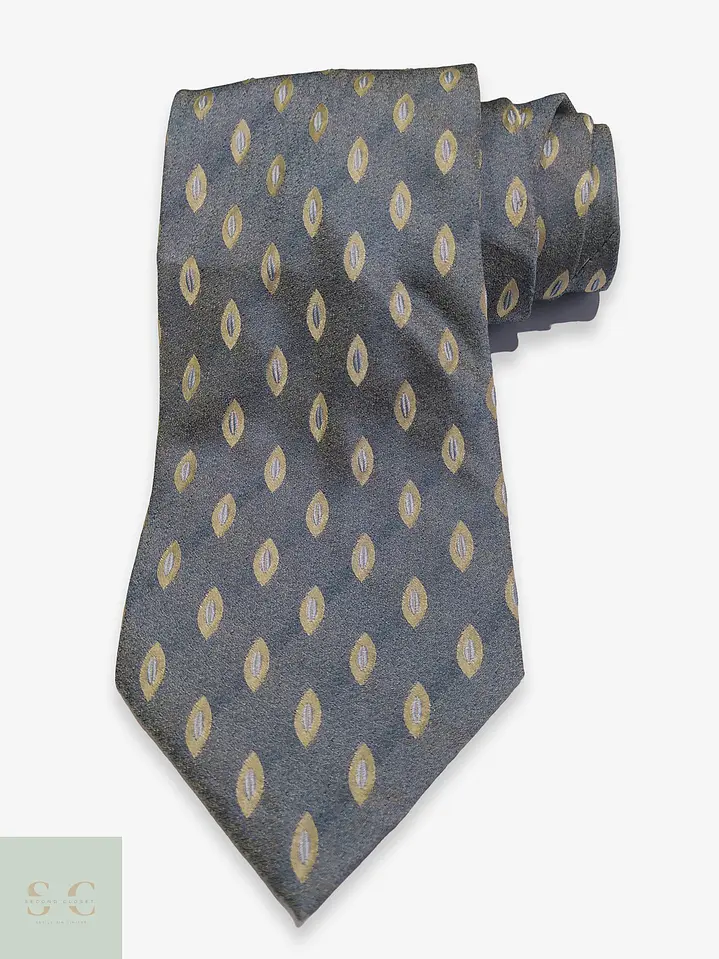 Corbata de Seda Azul Grisáceo con Micropatrón Geométrico Studio Coletti 1
