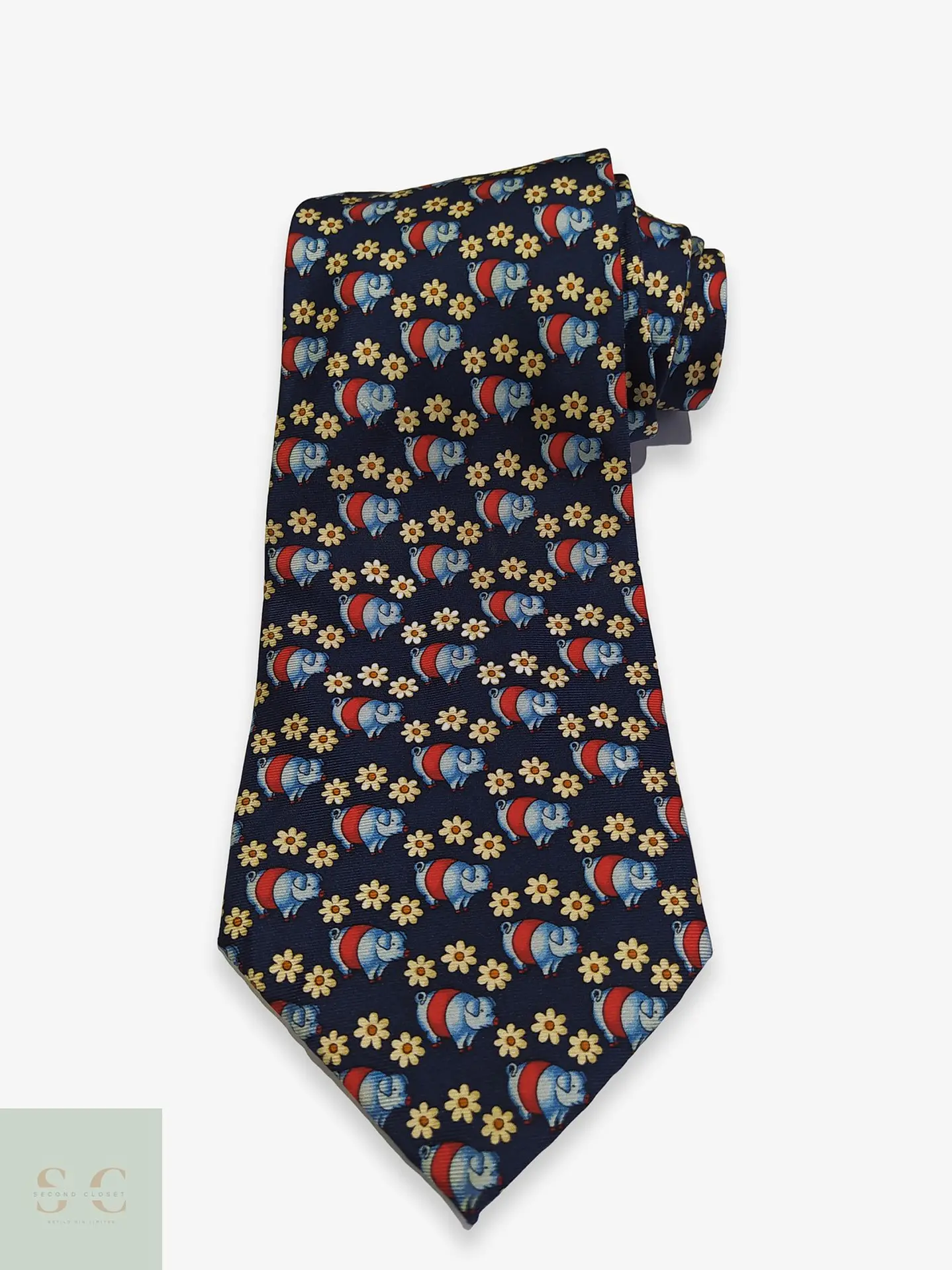 Corbata de Seda Daniels & Korff Estampado Novelty Cerditos y Flores 1