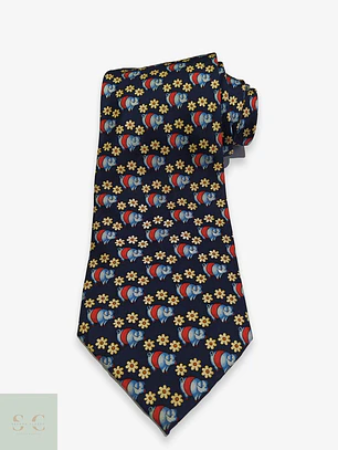 Corbata de Seda Daniels & Korff Estampado Novelty Cerditos y Flores