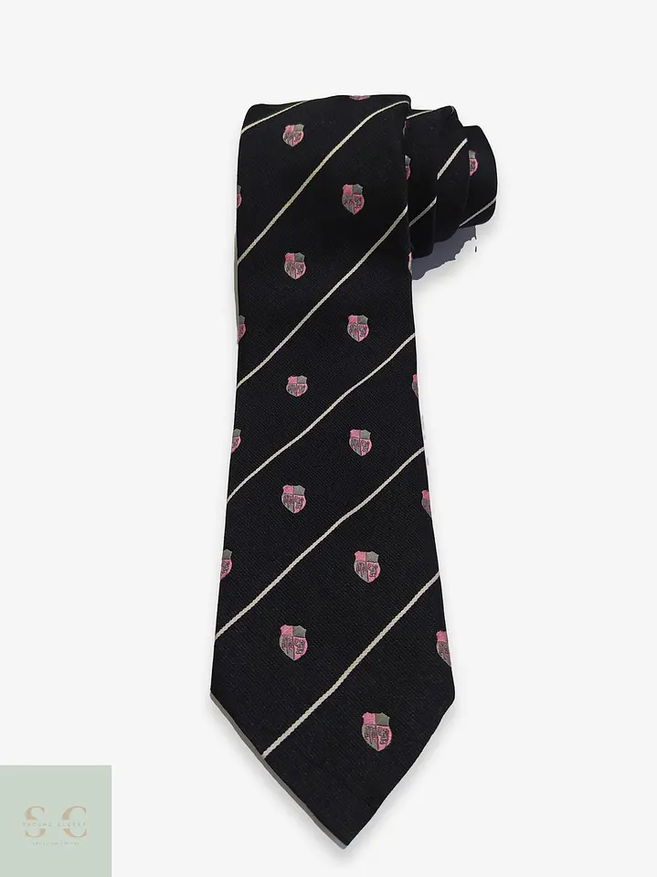 Corbata Estilo Club con Rayas Diagonales y Escudos Heráldicos 1