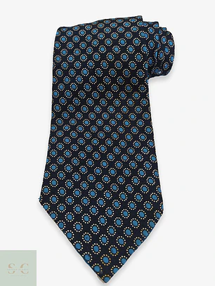 Corbata Vintage Commodore con Micropatrón Geométrico Azul