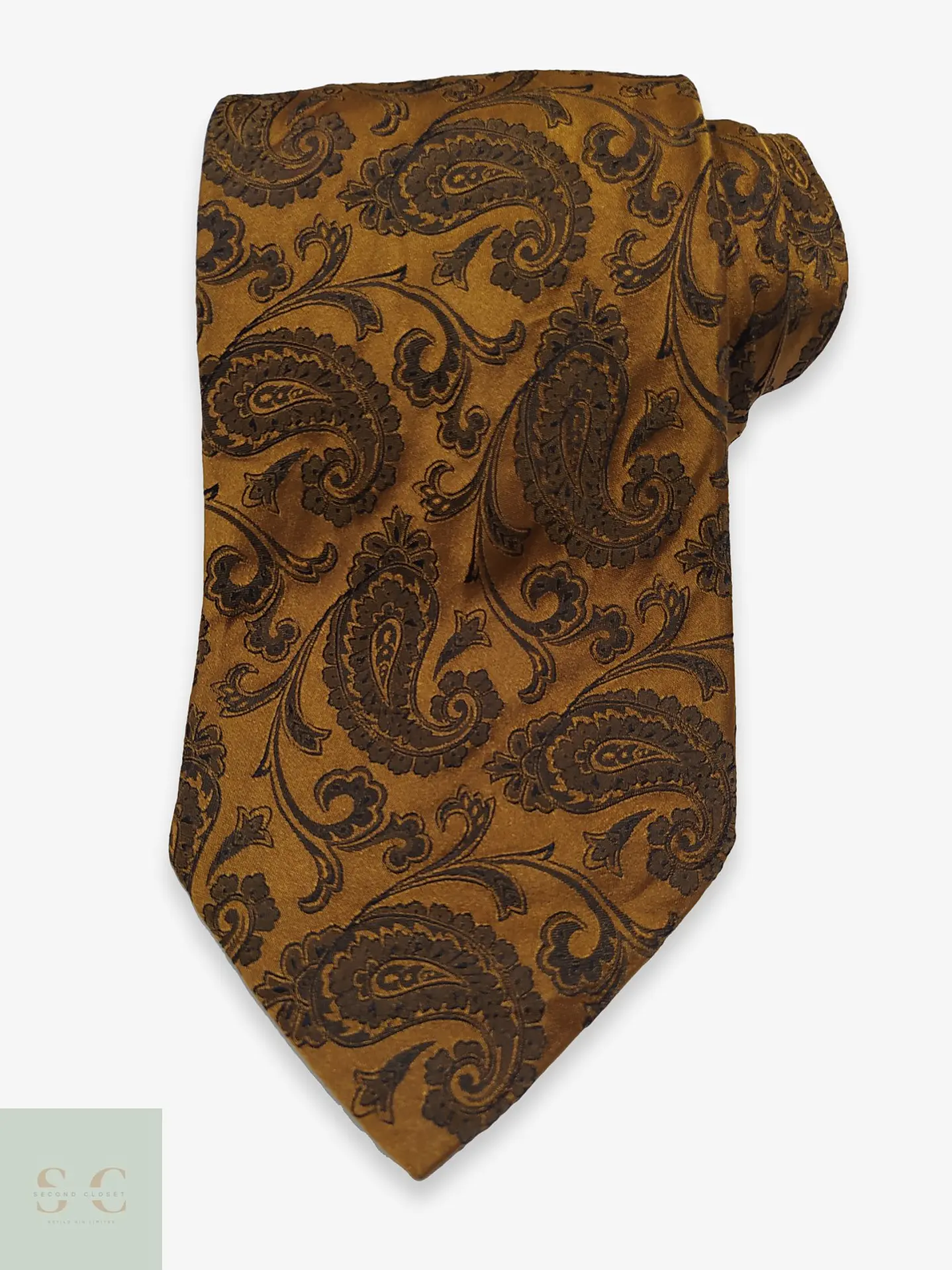 Corbata de Seda Paisley Ocre Dorado Altea Milano 1