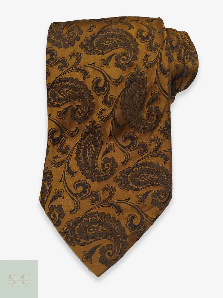Corbata de Seda Paisley Ocre Dorado Altea Milano 1