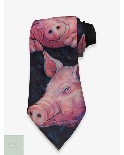 Corbata Vintage Ralph Marlin 'PIG' 1989 (Hecha en EE.UU.)