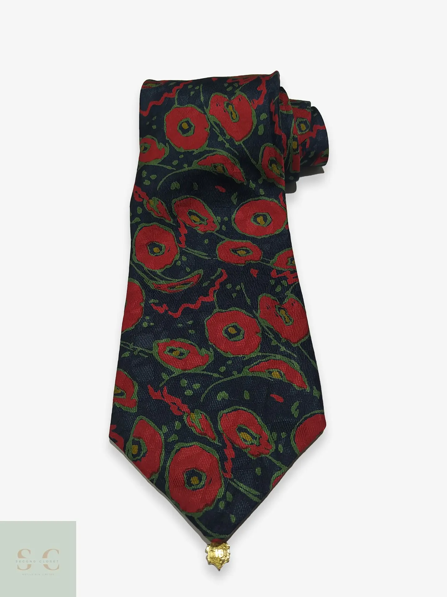 Corbata Vintage de Seda con Motivo Floral Artístico Alpi 1