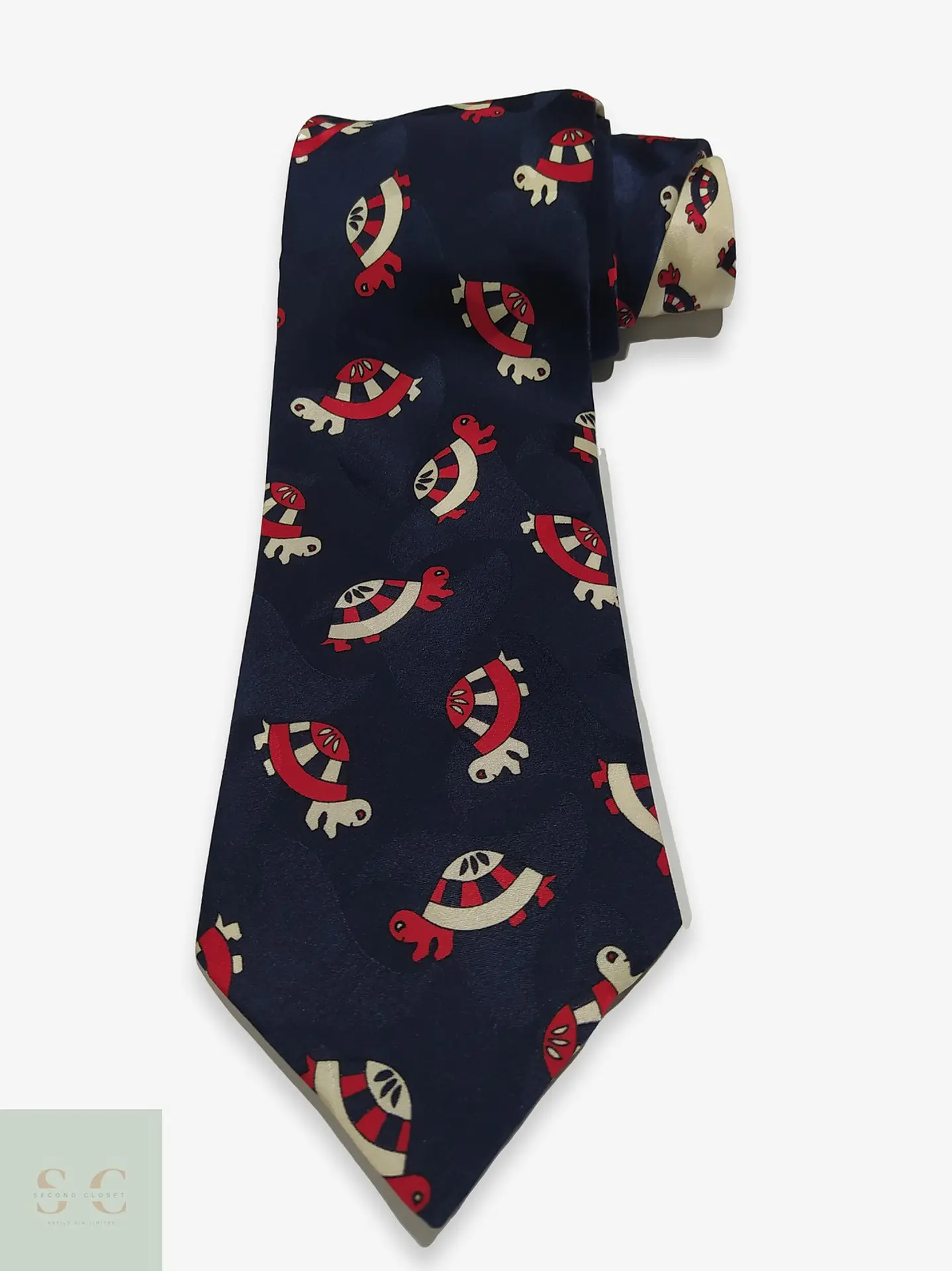 Corbata de Seda Estampada con Motivo de Tortugas Monti Cravatte 1