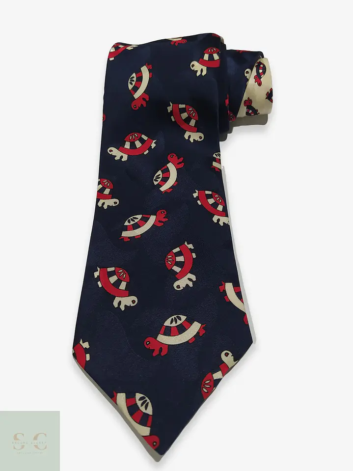 Corbata de Seda Estampada con Motivo de Tortugas Monti Cravatte 1