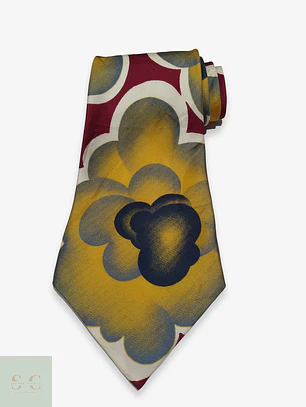 Corbata Vintage Maica International en Rayón con Estampado Art Déco