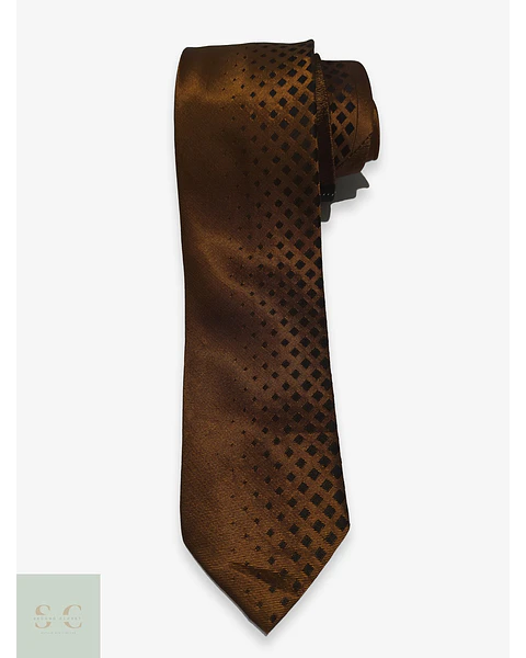 Corbata Vintage Cobre con Micropatrón Geométrico Trevira
