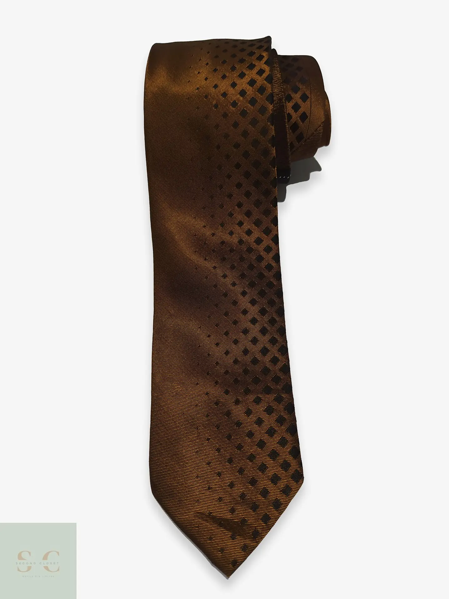 Corbata Vintage Cobre con Micropatrón Geométrico Trevira 1