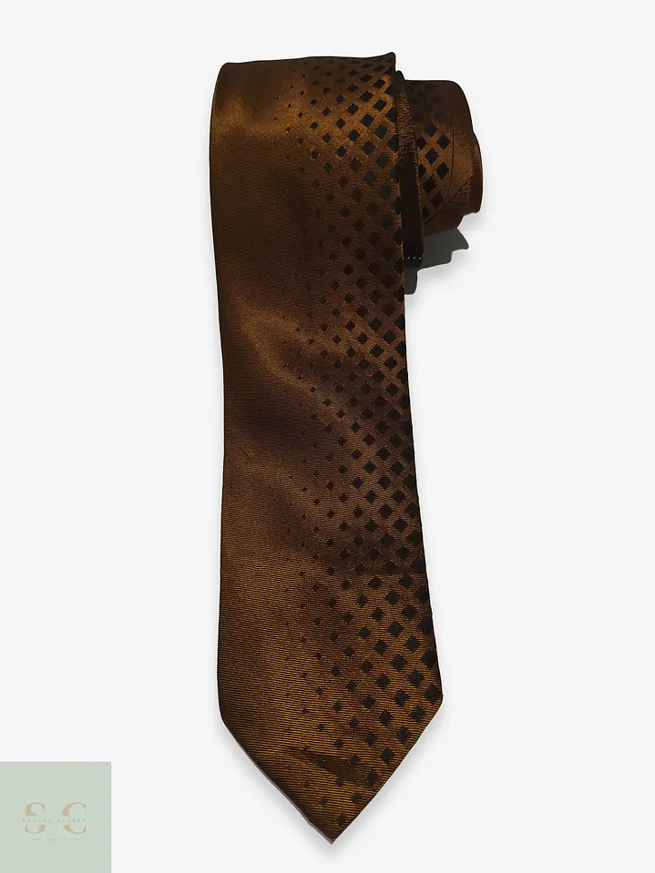 Corbata Vintage Cobre con Micropatrón Geométrico Trevira 1