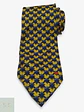 Corbata de Seda Amarilla con Micropatrón Geométrico Azul ect - Miniatura 1