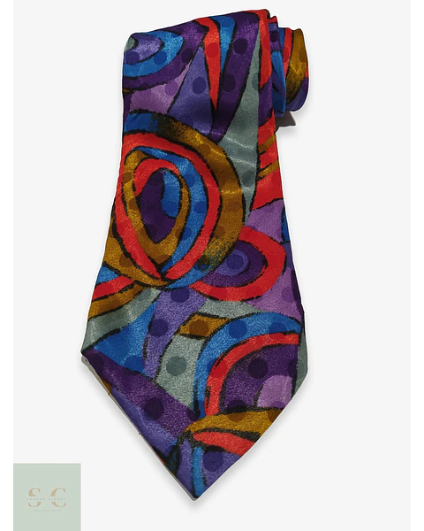 Corbata Vintage C&A con Patrón Abstracto Multicolor