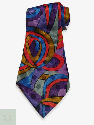 Corbata Vintage C&A con Patrón Abstracto Multicolor