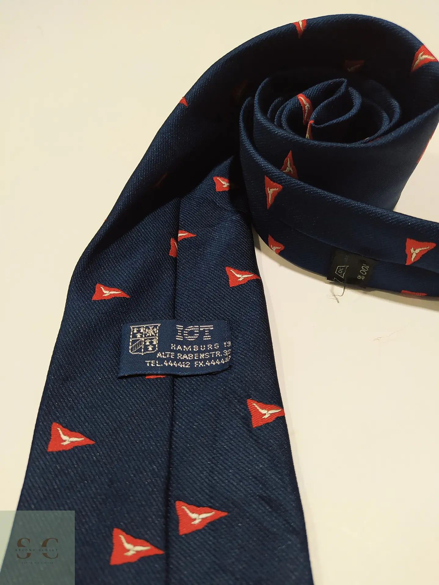 Corbata Vintage ICT Hamburg Motif Náutico Azul Marino 2