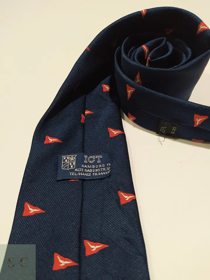 Corbata Vintage ICT Hamburg Motif Náutico Azul Marino 2