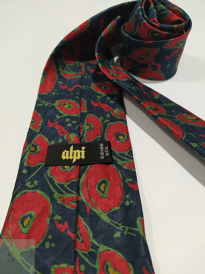 Corbata Vintage de Seda con Motivo Floral Artístico Alpi 2